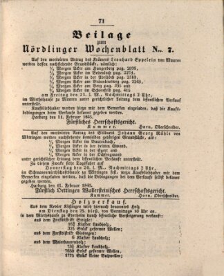 Wochenblatt der Stadt Nördlingen (Intelligenzblatt der Königlich Bayerischen Stadt Nördlingen) Dienstag 18. Februar 1845