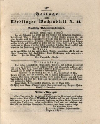 Wochenblatt der Stadt Nördlingen (Intelligenzblatt der Königlich Bayerischen Stadt Nördlingen) Dienstag 18. März 1845