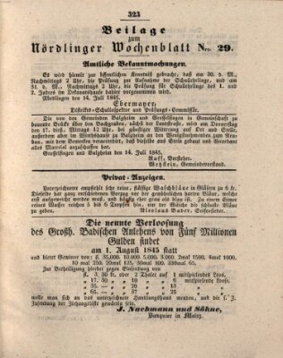 Wochenblatt der Stadt Nördlingen (Intelligenzblatt der Königlich Bayerischen Stadt Nördlingen) Dienstag 15. Juli 1845