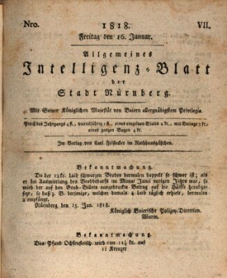 Allgemeines Intelligenz-Blatt der Stadt Nürnberg Freitag 16. Januar 1818