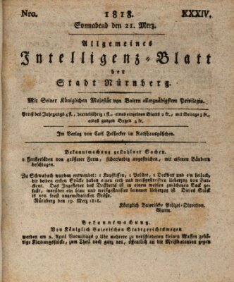 Allgemeines Intelligenz-Blatt der Stadt Nürnberg Samstag 21. März 1818