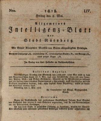 Allgemeines Intelligenz-Blatt der Stadt Nürnberg Freitag 8. Mai 1818