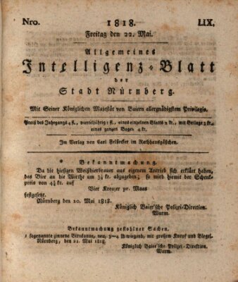 Allgemeines Intelligenz-Blatt der Stadt Nürnberg Freitag 22. Mai 1818