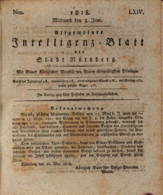 Allgemeines Intelligenz-Blatt der Stadt Nürnberg Mittwoch 3. Juni 1818