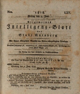 Allgemeines Intelligenz-Blatt der Stadt Nürnberg Freitag 5. Juni 1818