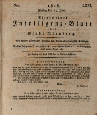 Allgemeines Intelligenz-Blatt der Stadt Nürnberg Freitag 19. Juni 1818