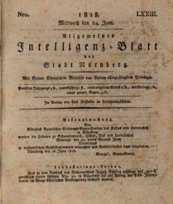 Allgemeines Intelligenz-Blatt der Stadt Nürnberg Mittwoch 24. Juni 1818