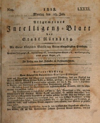 Allgemeines Intelligenz-Blatt der Stadt Nürnberg Montag 13. Juli 1818