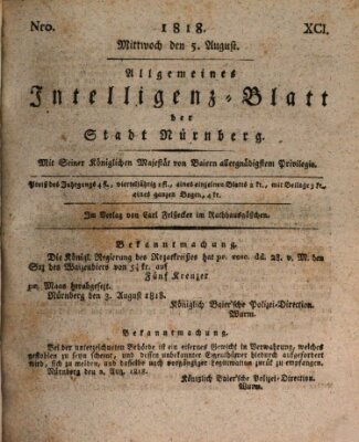 Allgemeines Intelligenz-Blatt der Stadt Nürnberg Mittwoch 5. August 1818