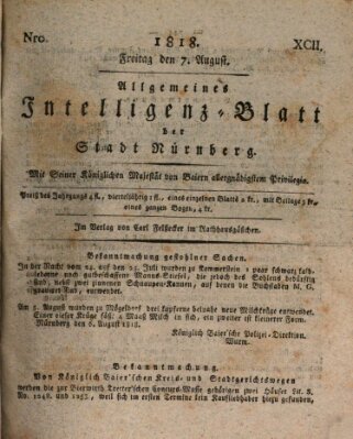 Allgemeines Intelligenz-Blatt der Stadt Nürnberg Freitag 7. August 1818