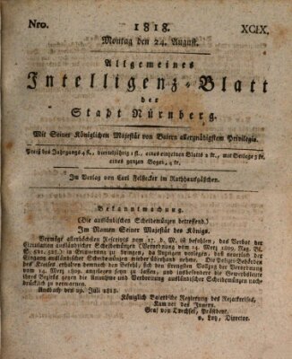 Allgemeines Intelligenz-Blatt der Stadt Nürnberg Montag 24. August 1818