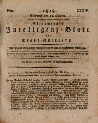 Allgemeines Intelligenz-Blatt der Stadt Nürnberg Mittwoch 21. Oktober 1818