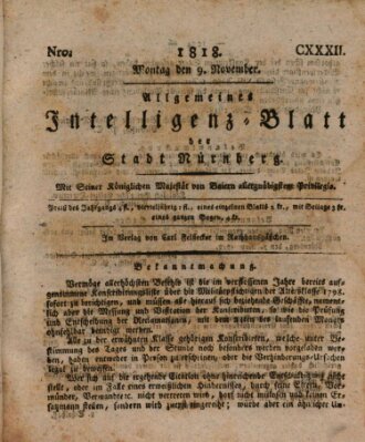 Allgemeines Intelligenz-Blatt der Stadt Nürnberg Montag 9. November 1818