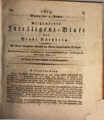 Allgemeines Intelligenz-Blatt der Stadt Nürnberg Montag 4. Januar 1819