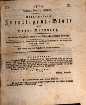 Allgemeines Intelligenz-Blatt der Stadt Nürnberg Montag 25. Januar 1819