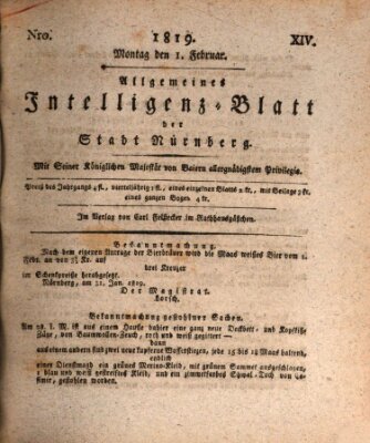 Allgemeines Intelligenz-Blatt der Stadt Nürnberg Montag 1. Februar 1819