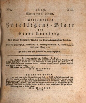 Allgemeines Intelligenz-Blatt der Stadt Nürnberg Montag 8. Februar 1819