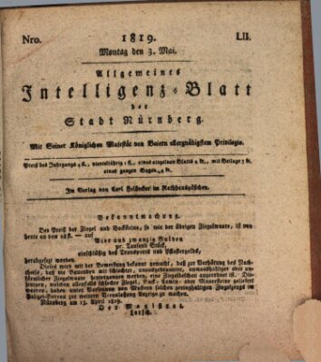 Allgemeines Intelligenz-Blatt der Stadt Nürnberg Montag 3. Mai 1819