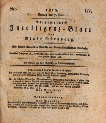 Allgemeines Intelligenz-Blatt der Stadt Nürnberg Freitag 7. Mai 1819