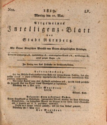 Allgemeines Intelligenz-Blatt der Stadt Nürnberg Montag 10. Mai 1819