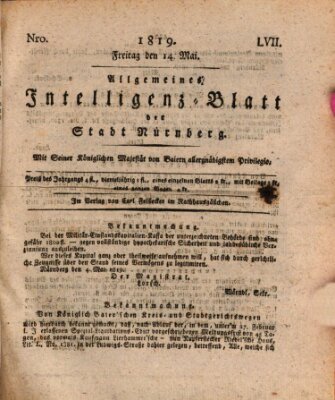 Allgemeines Intelligenz-Blatt der Stadt Nürnberg Freitag 14. Mai 1819