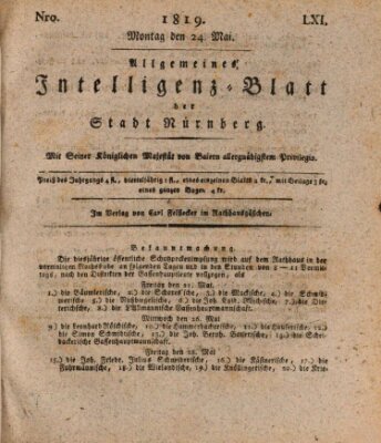 Allgemeines Intelligenz-Blatt der Stadt Nürnberg Montag 24. Mai 1819