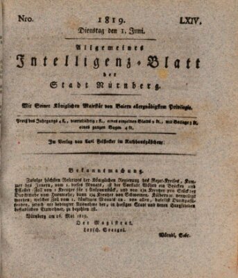 Allgemeines Intelligenz-Blatt der Stadt Nürnberg Dienstag 1. Juni 1819