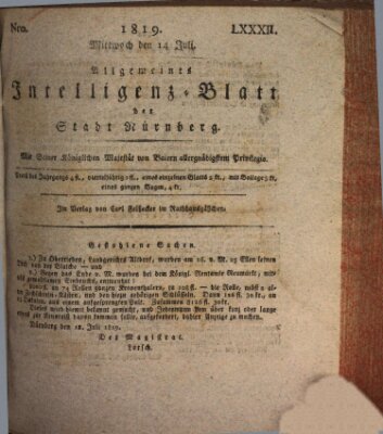 Allgemeines Intelligenz-Blatt der Stadt Nürnberg Mittwoch 14. Juli 1819