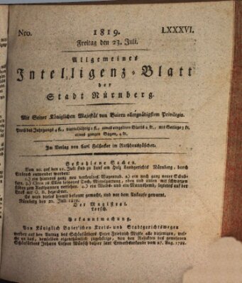 Allgemeines Intelligenz-Blatt der Stadt Nürnberg Freitag 23. Juli 1819