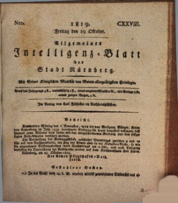 Allgemeines Intelligenz-Blatt der Stadt Nürnberg Freitag 29. Oktober 1819