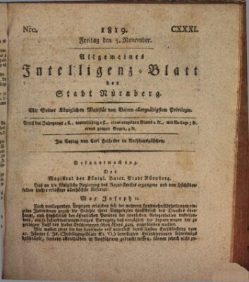 Allgemeines Intelligenz-Blatt der Stadt Nürnberg Freitag 5. November 1819