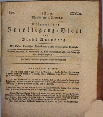 Allgemeines Intelligenz-Blatt der Stadt Nürnberg Montag 8. November 1819