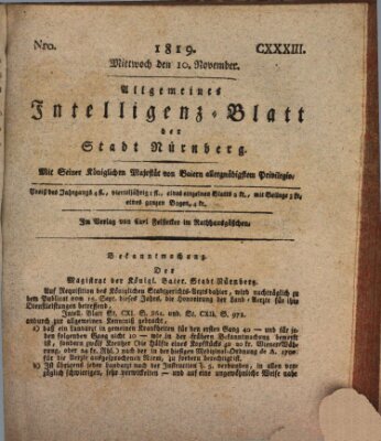 Allgemeines Intelligenz-Blatt der Stadt Nürnberg Mittwoch 10. November 1819