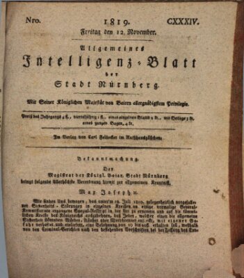 Allgemeines Intelligenz-Blatt der Stadt Nürnberg Freitag 12. November 1819