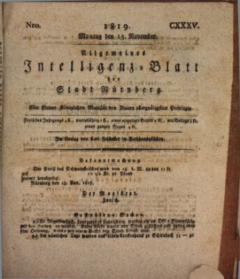 Allgemeines Intelligenz-Blatt der Stadt Nürnberg Montag 15. November 1819