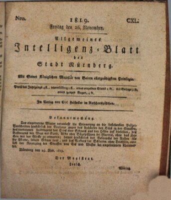 Allgemeines Intelligenz-Blatt der Stadt Nürnberg Freitag 26. November 1819