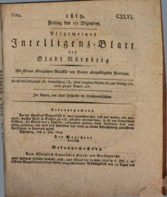 Allgemeines Intelligenz-Blatt der Stadt Nürnberg Freitag 10. Dezember 1819