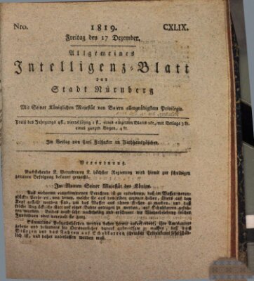 Allgemeines Intelligenz-Blatt der Stadt Nürnberg Freitag 17. Dezember 1819