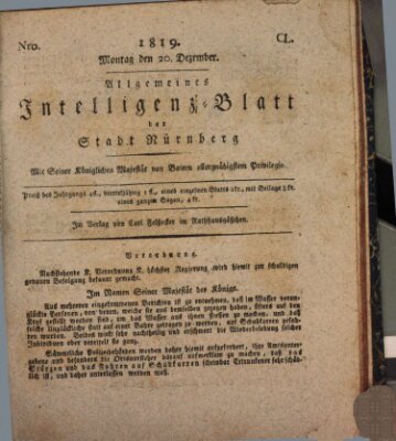 Allgemeines Intelligenz-Blatt der Stadt Nürnberg Montag 20. Dezember 1819