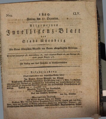 Allgemeines Intelligenz-Blatt der Stadt Nürnberg Freitag 31. Dezember 1819