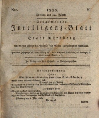 Allgemeines Intelligenz-Blatt der Stadt Nürnberg Freitag 14. Januar 1820