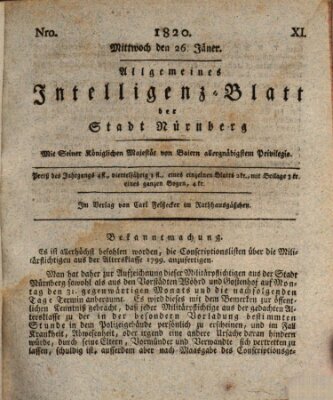 Allgemeines Intelligenz-Blatt der Stadt Nürnberg Mittwoch 26. Januar 1820