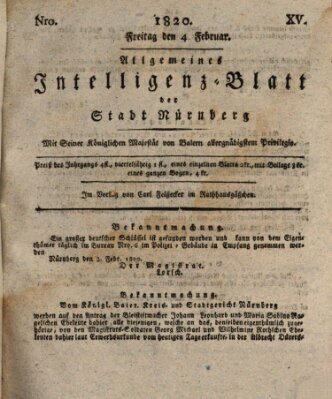 Allgemeines Intelligenz-Blatt der Stadt Nürnberg Freitag 4. Februar 1820