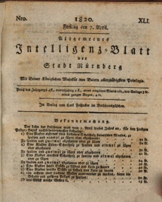 Allgemeines Intelligenz-Blatt der Stadt Nürnberg Freitag 7. April 1820