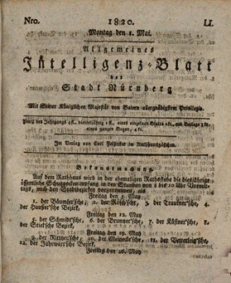 Allgemeines Intelligenz-Blatt der Stadt Nürnberg Montag 1. Mai 1820