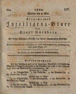 Allgemeines Intelligenz-Blatt der Stadt Nürnberg Montag 8. Mai 1820