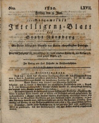 Allgemeines Intelligenz-Blatt der Stadt Nürnberg Freitag 9. Juni 1820