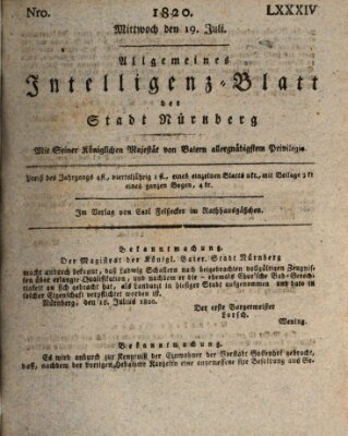 Allgemeines Intelligenz-Blatt der Stadt Nürnberg Mittwoch 19. Juli 1820