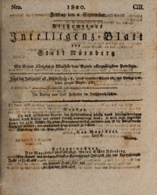 Allgemeines Intelligenz-Blatt der Stadt Nürnberg Freitag 1. September 1820