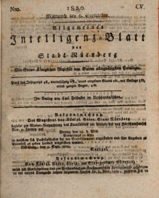 Allgemeines Intelligenz-Blatt der Stadt Nürnberg Mittwoch 6. September 1820